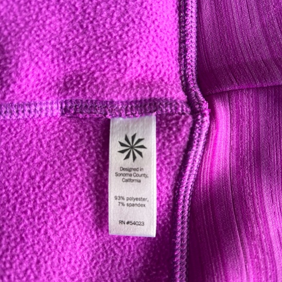 Athleta Full Zip Hooded Fleece Sweatshirt Fuchsia - Picture 4 of 5